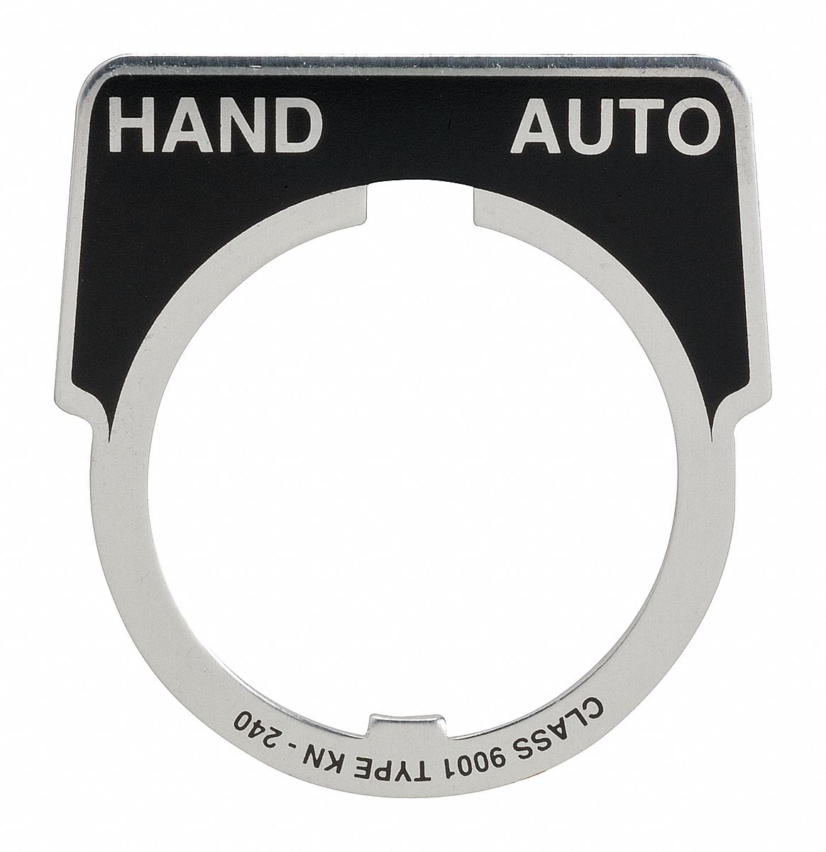 Legend Plate: 30 mm Panel Mounting Size, Half-Round, 1 3/4 in Overall Ht x 1 5/8 in Overall Wd