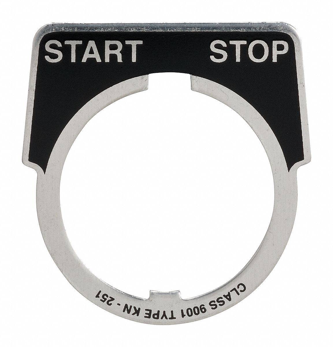 LegndPlate, StartStop, Silvr/Blk, HalfRound