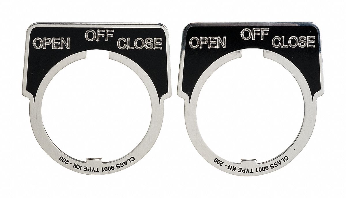 Legend Plate: 30 mm Panel Mounting Size, Half-Round, 1 3/4 in Overall Ht x 1 5/8 in Overall Wd