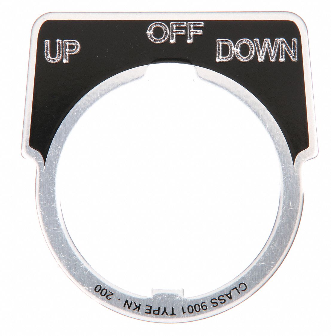 Legend Plate: 30 mm Panel Mounting Size, Half-Round, 1 3/4 in Overall Ht x 1 5/8 in Overall Wd