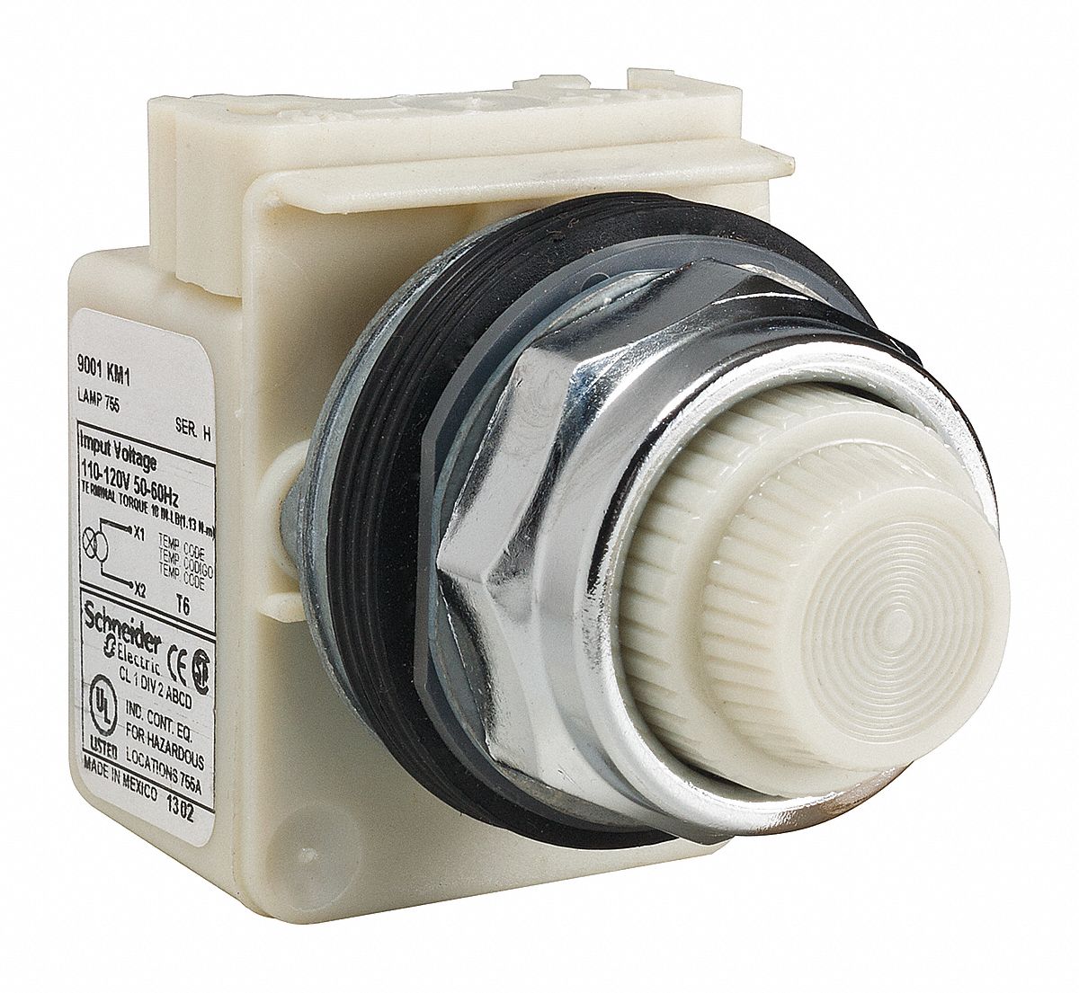 Pilot Light: 30 mm Panel Mounting Size, White, Incandescent, 9001K Series