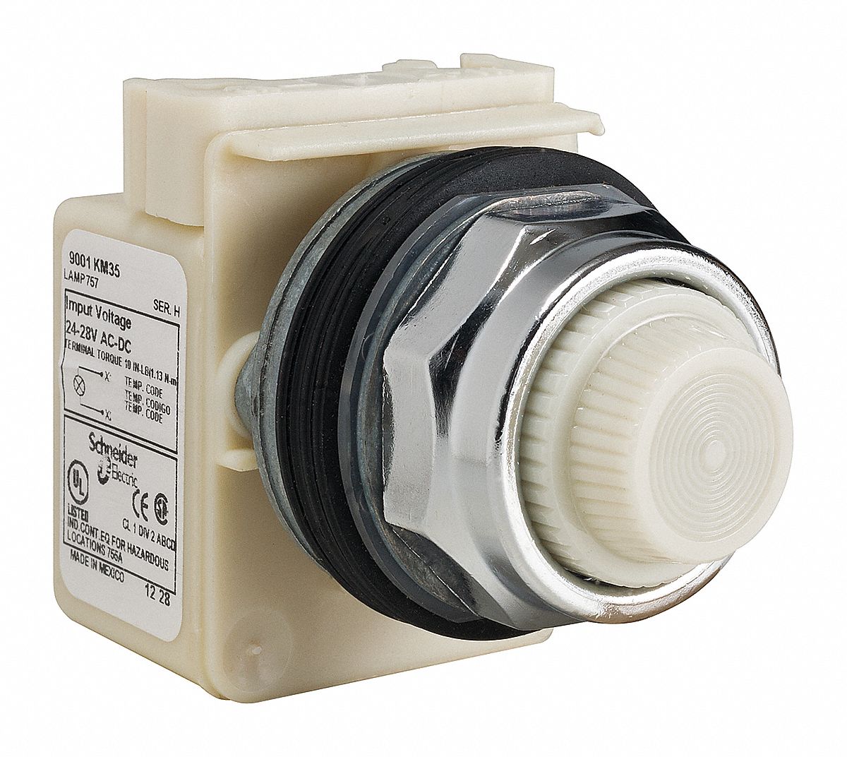 Pilot Light: 30 mm Panel Mounting Size, White, Incandescent, 9001K Series