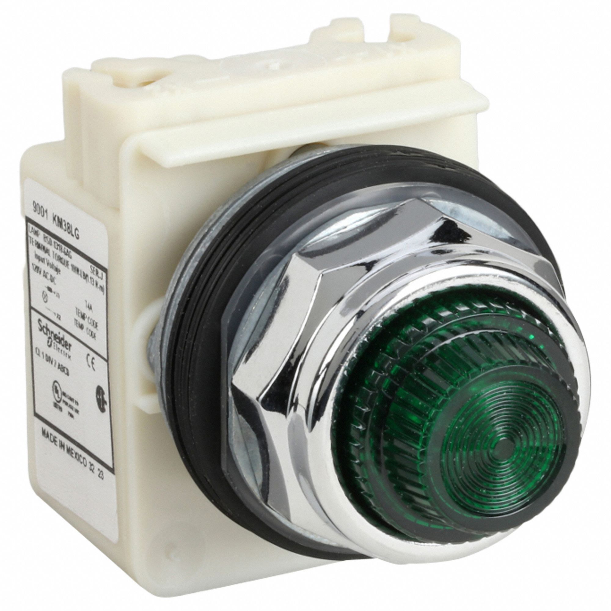 Pilot Light: 30 mm Panel Mounting Size, Green, LED, 9001K Series