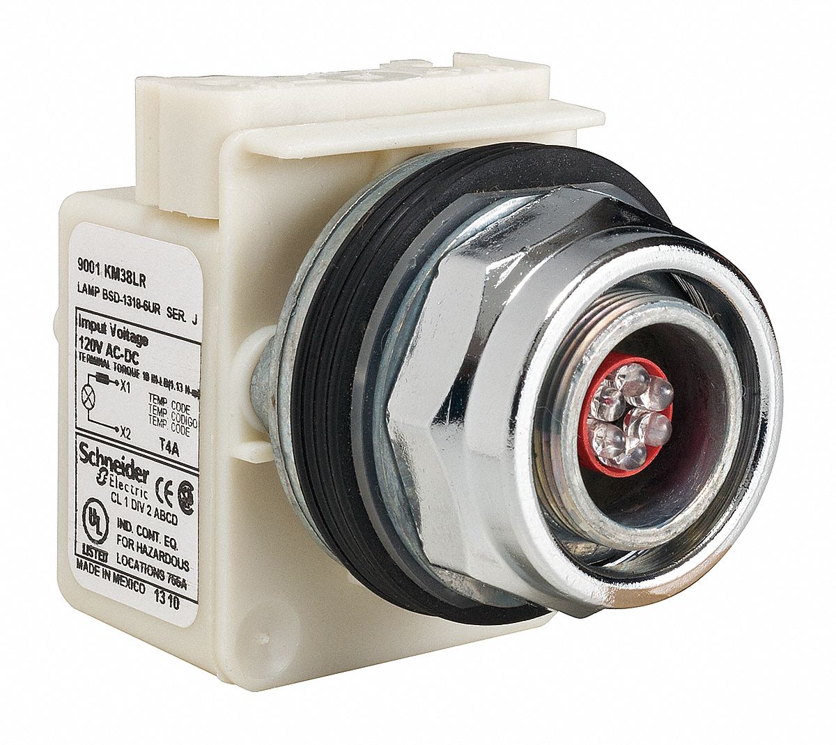 30 mm Size, Full Volt, Pilot Light Complete 45C4779001KP38LR Grainger