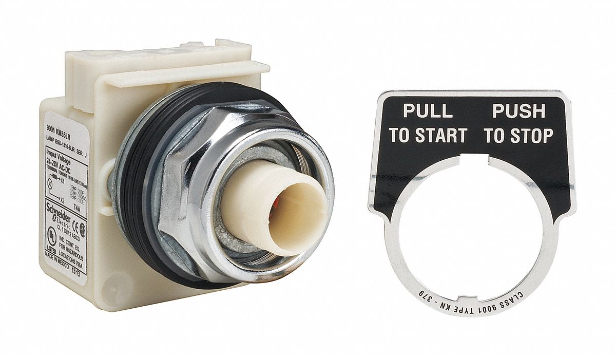 Mushroom Head Push Button: 30 mm Mounting Size, Metallic, Maintained