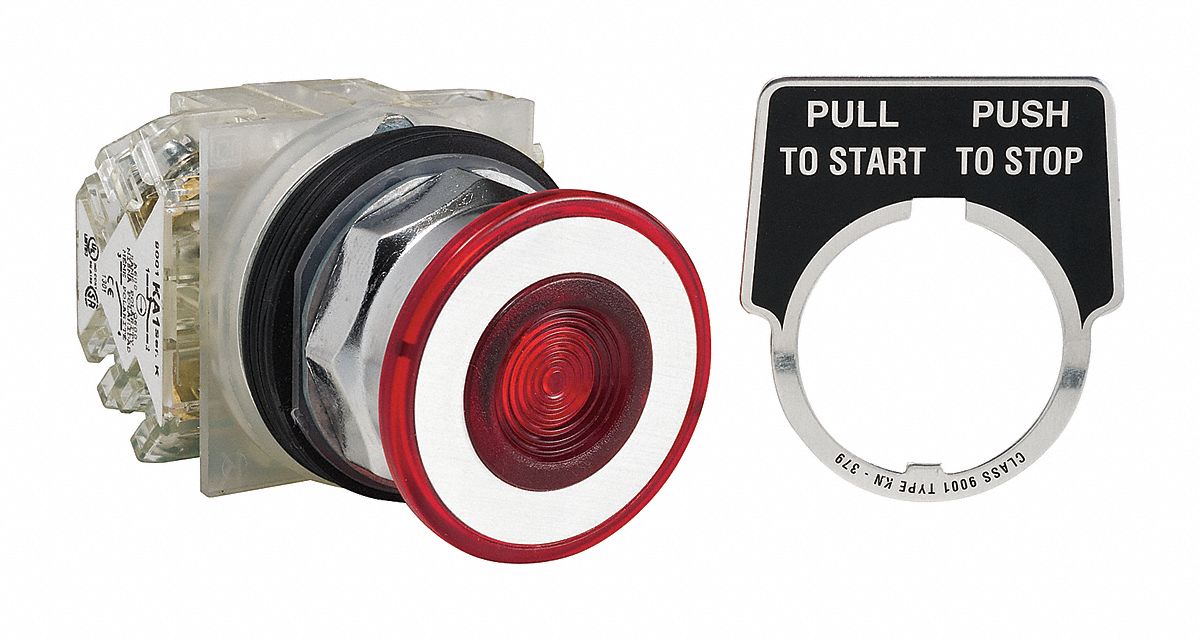 Mushroom Head Push Button: Non-Illuminated, Mushroom Head Profile, Non-Metallic