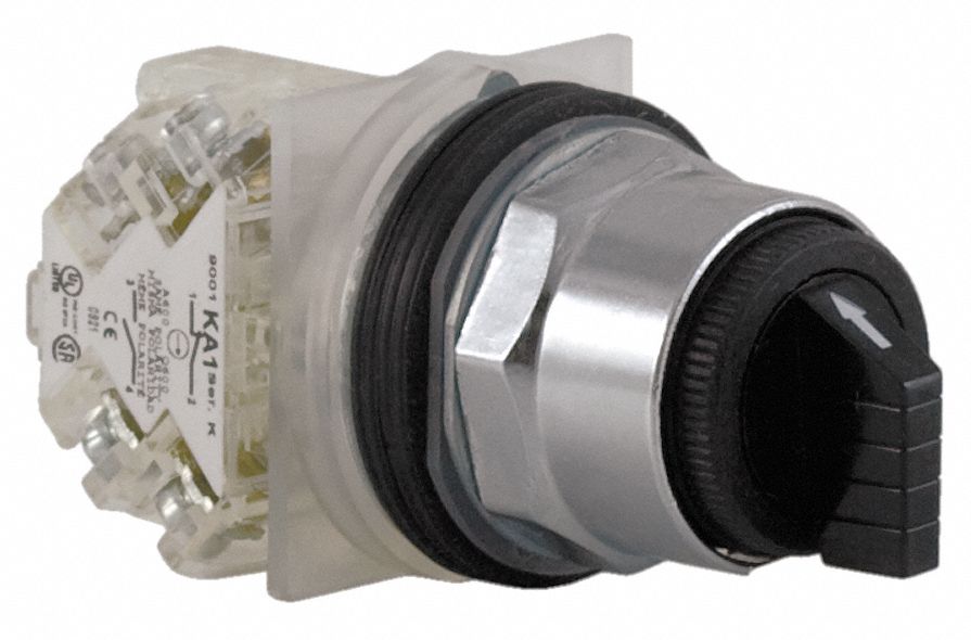 Selector Switch: 30 mm Panel Mounting Size, 3 Positions, Short Lever, SPDT