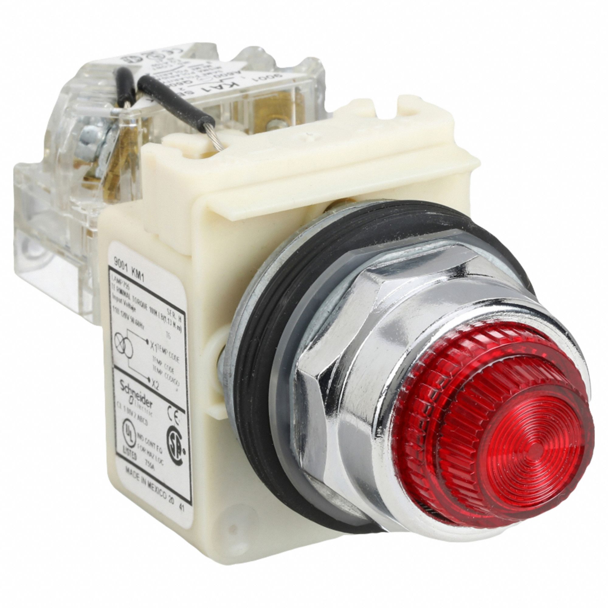 Pilot Light: 30 mm Panel Mounting Size, Red, Incandescent, 9001K Series