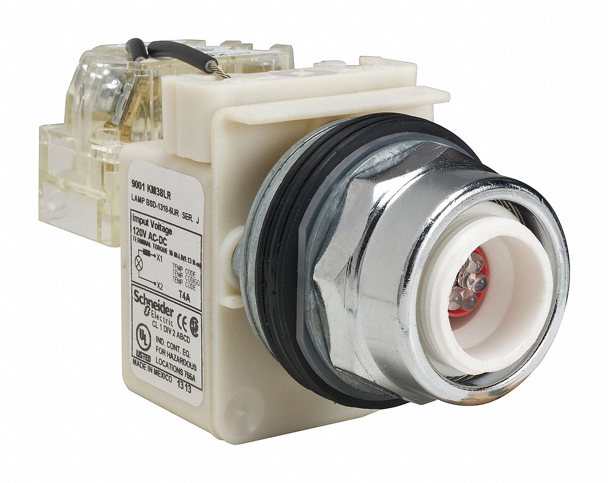 Pilot Light: 30 mm Panel Mounting Size, No Lens Included, LED, 9001K Series