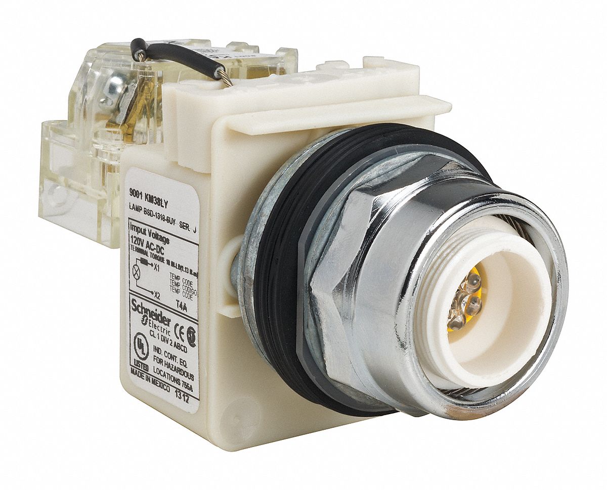 Pilot Light: 30 mm Panel Mounting Size, No Lens Included, LED, 9001K Series