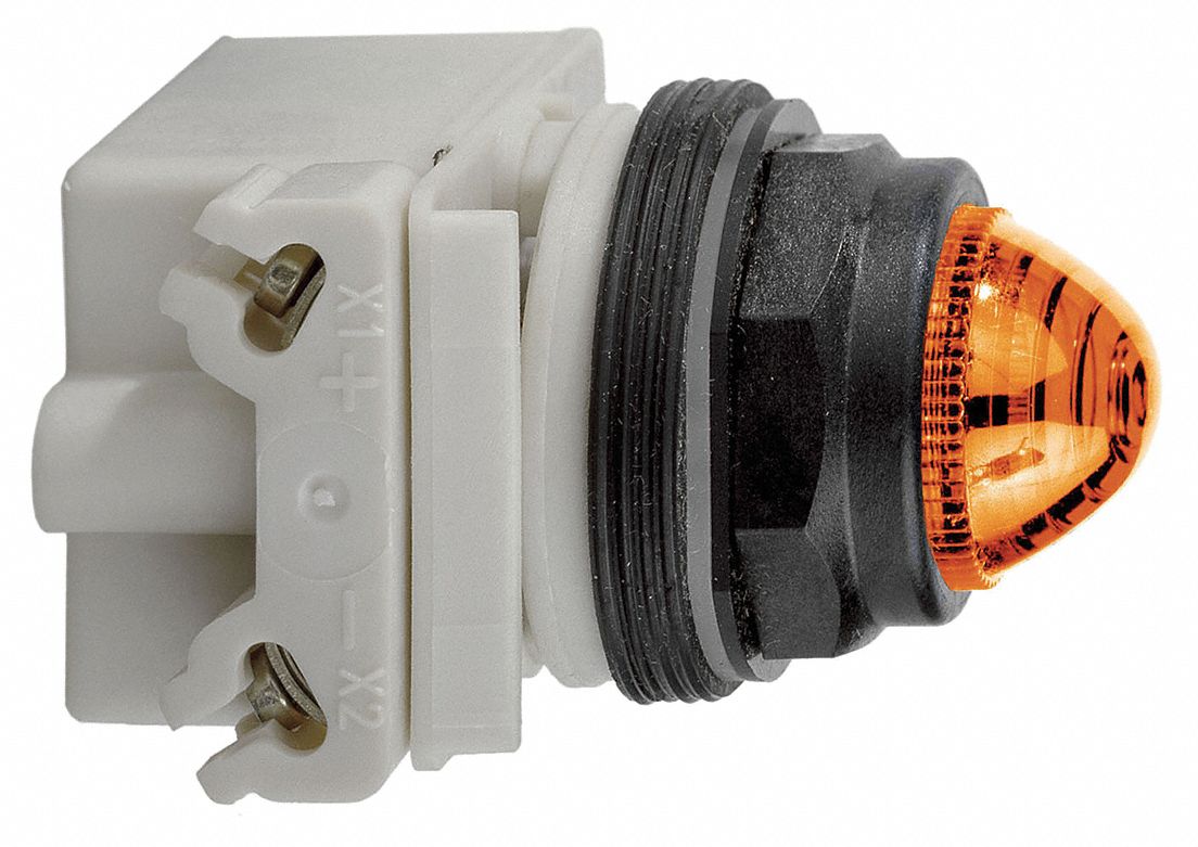 Pilot Light: 30 mm Panel Mounting Size, Amber, Incandescent, 9001SK Series