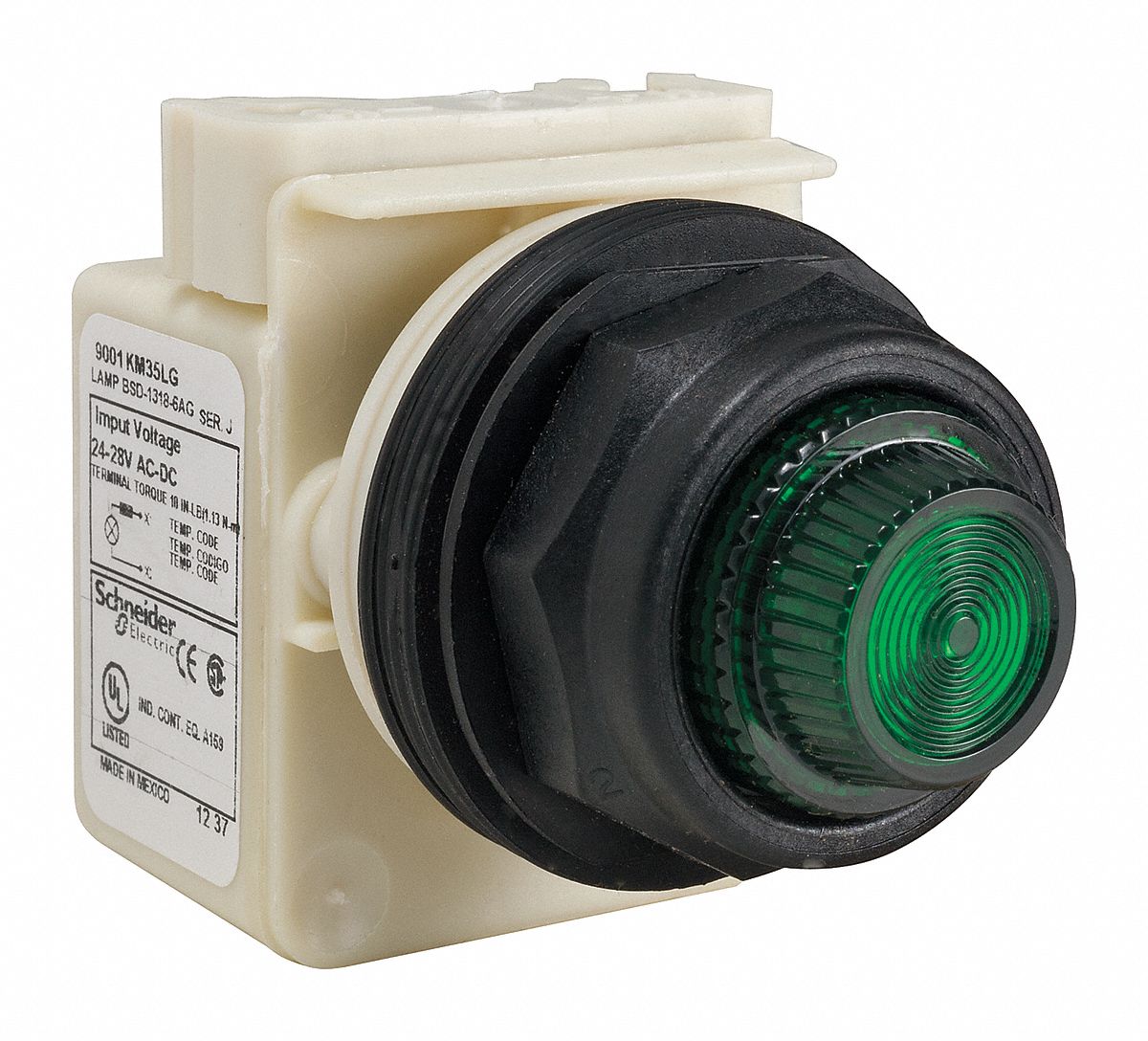 Pilot Light: 30 mm Panel Mounting Size, Green, LED, 9001SK Series