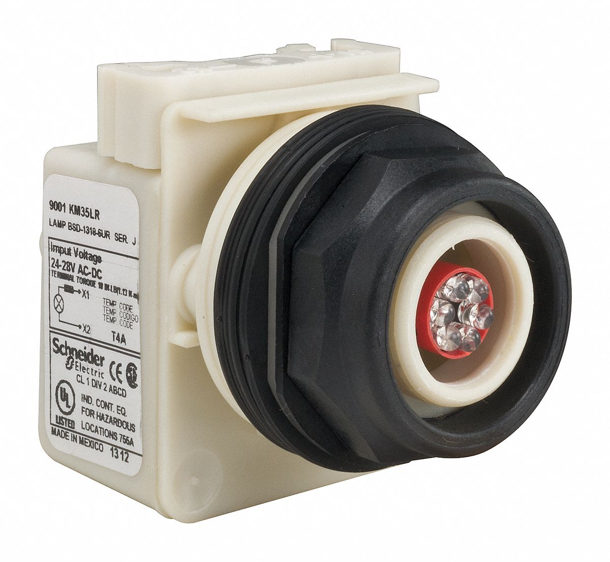 Pilot Light: 30 mm Panel Mounting Size, No Lens Included, LED, 9001SK Series