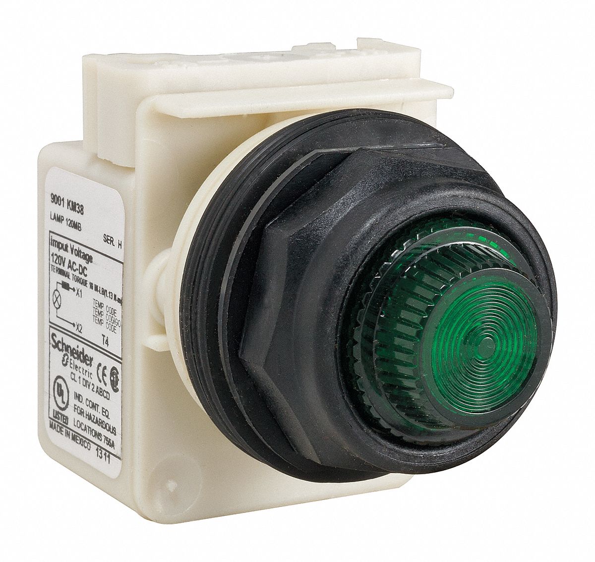 Pilot Light: 30 mm Panel Mounting Size, Green, Incandescent, 9001SK Series