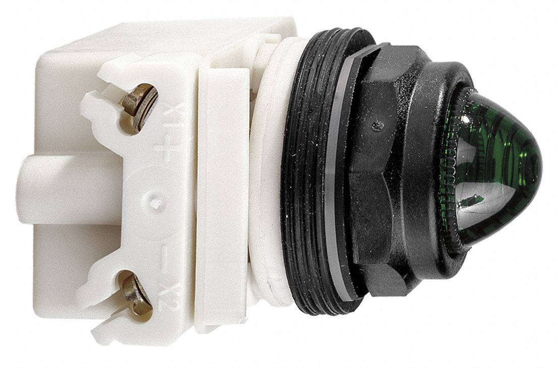 Pilot Light: 30 mm Panel Mounting Size, Green, Incandescent, 9001SK Series