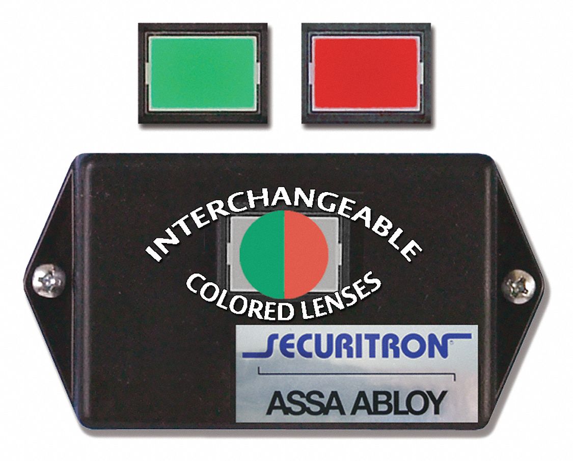 Exit Push Button: 4 1/2 in Ht, 5/8 in Dp, 3 in Wd, ADA Compliant, Green/Red, Green/Red