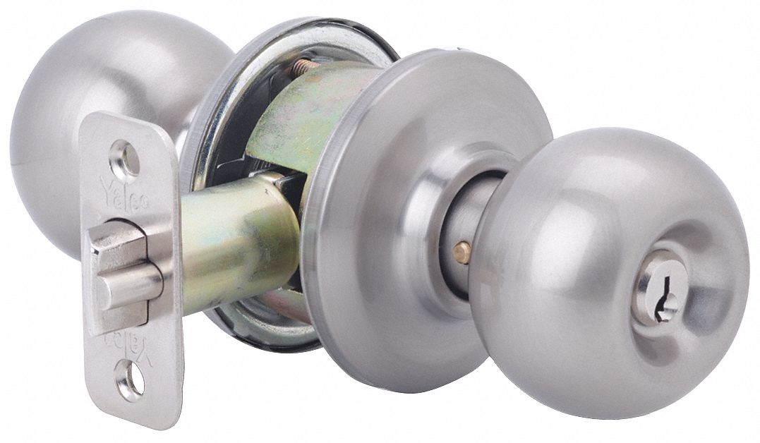 Door Lockset: Storeroom Knob Locksets, Nickel, ADA Compliant
