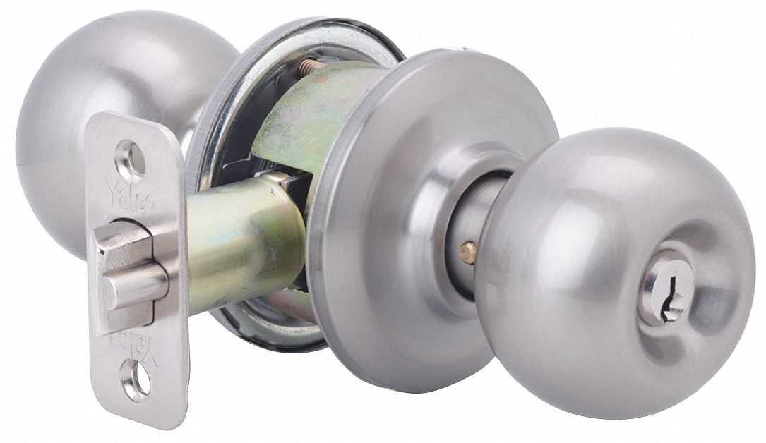 Door Lockset: Office Knob Locksets, Nickel, ADA Compliant