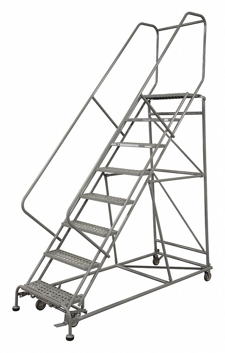 COTTERMAN 12Step Rolling Ladder, Perforated Step Tread, 150 in Overall