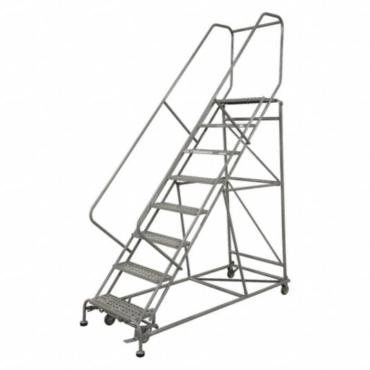 COTTERMAN 12-Step Rolling Ladder, Perforated Step Tread, 150 in Overall ...