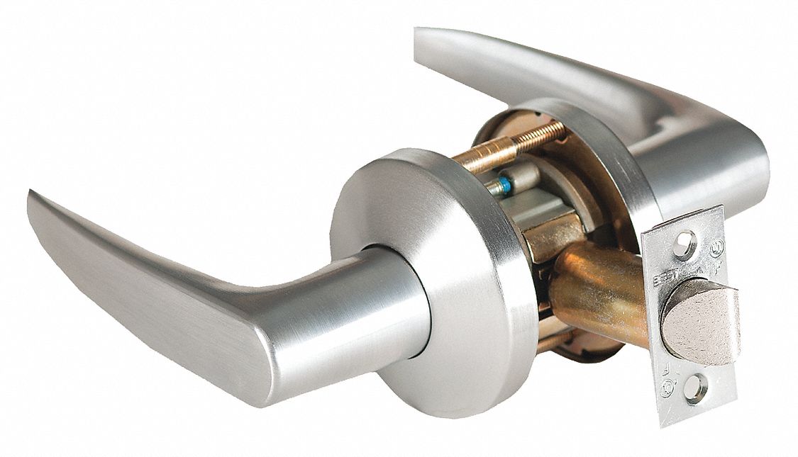 Door Lockset: Passage Lever Locksets, Chrome, ADA Compliant, LFIC