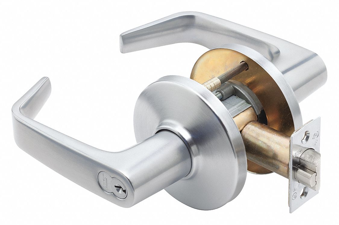 Door Lockset: Storeroom Lever Locksets, Chrome, ADA Compliant, LFIC