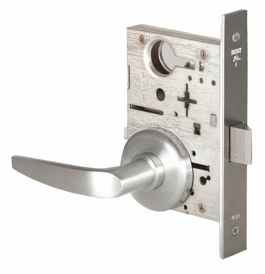 Door Lockset: Passage Lever Locksets, Chrome, ADA Compliant, Interchangeable Core
