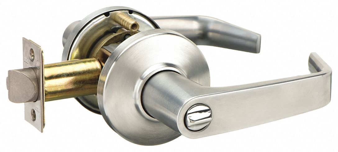 Door Lockset: Office Lever Locksets, Chrome, ADA Compliant, LFIC