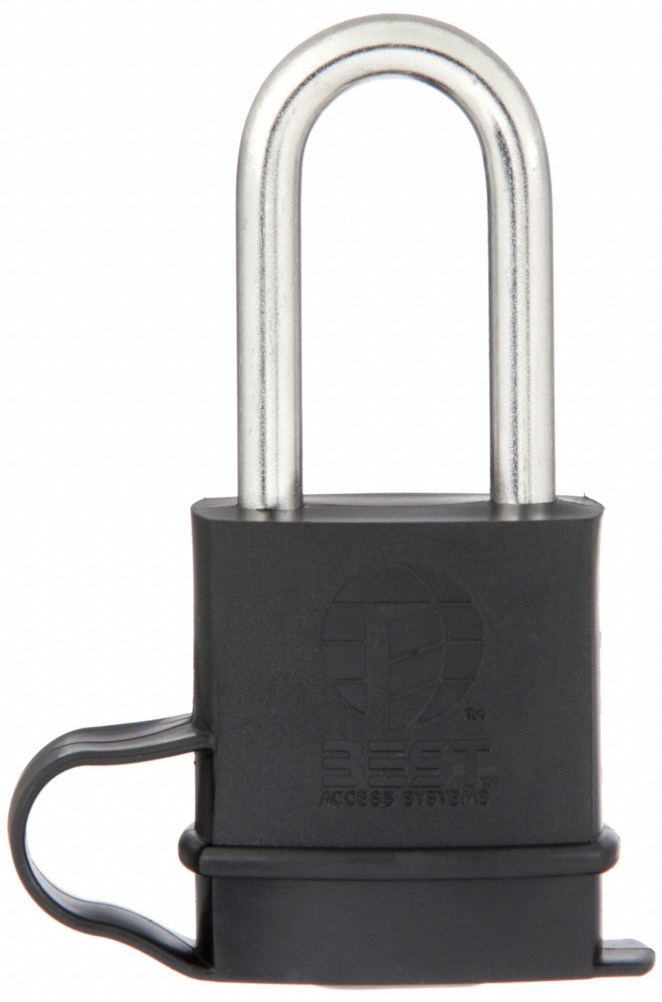 Padlock: Brass, Chrome-Plated, Silver, Long Shackle, Stainless Steel, 2 in Vert Clearance