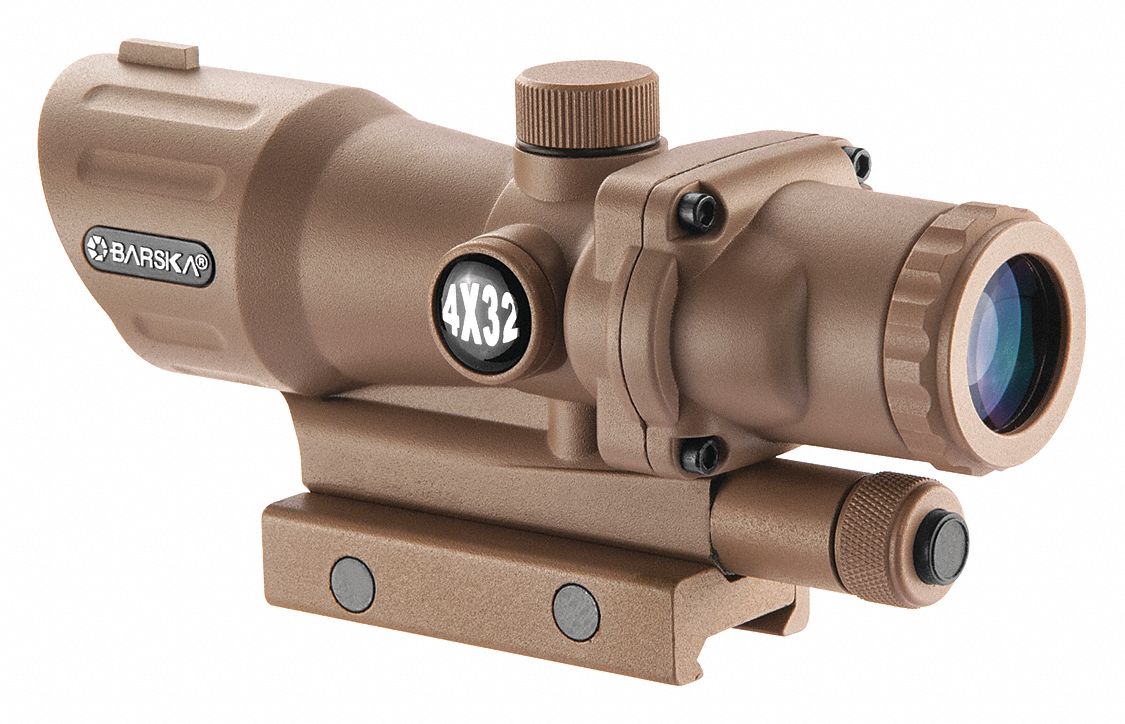 BARSKA Rifle Scope, 4x Magnification, 30 mm Objective Lens, Mil Dot