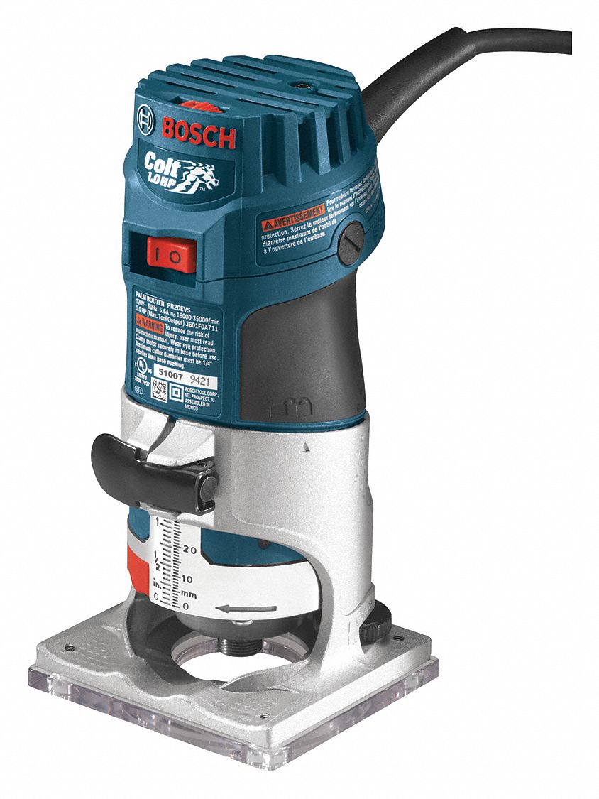Kit combinado de router de palma BOSCH PR20EVS, con cable, 1 hp 45CR54-