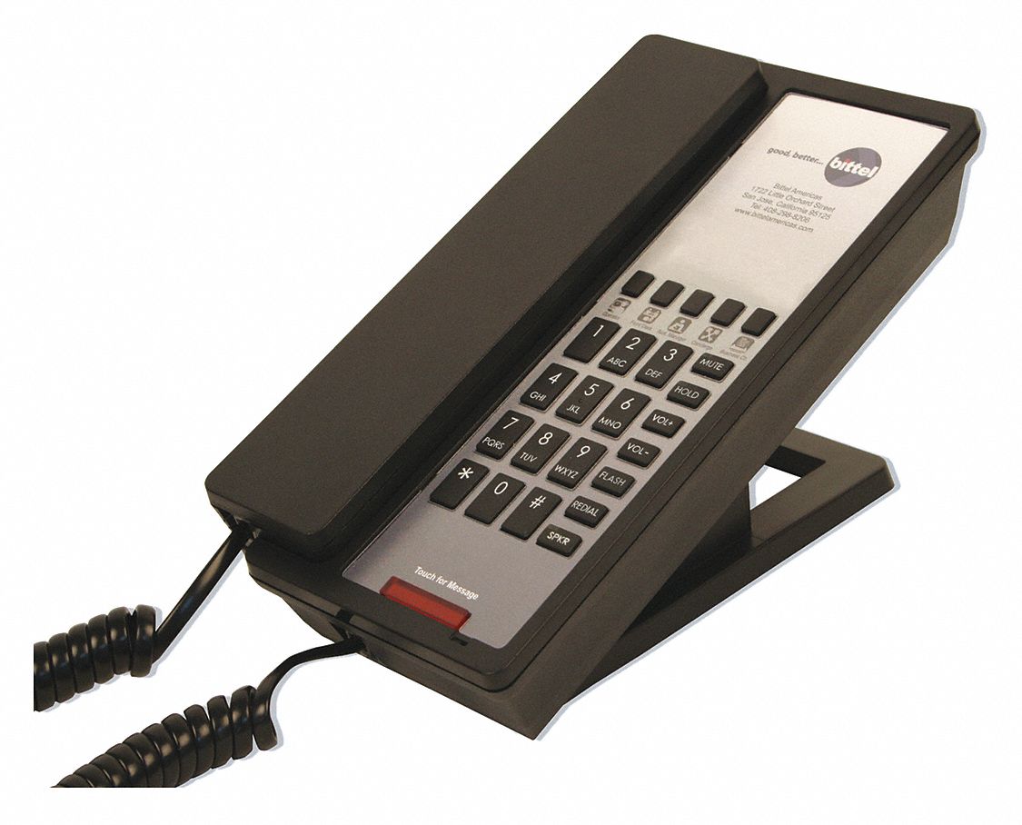 BITTEL, Analog, Black, Hospitality Telephone 45CU2262S5B Grainger