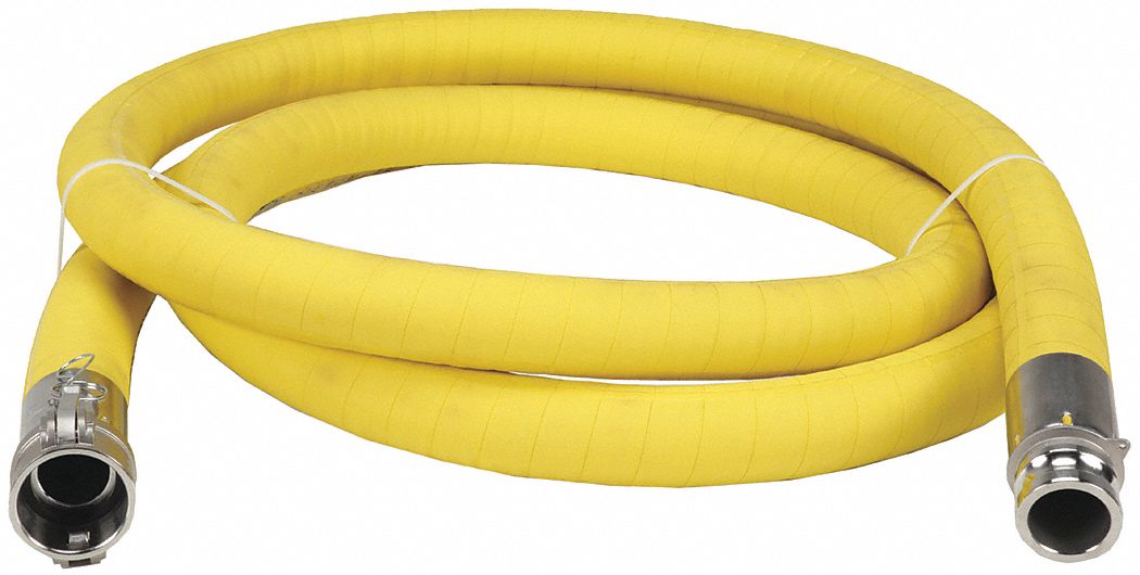 Chemical Hose: 1 1/2 in Hose Inside Dia., Yellow, 10 ft Hose Lg, 2 3/16 in Hose Outside Dia.