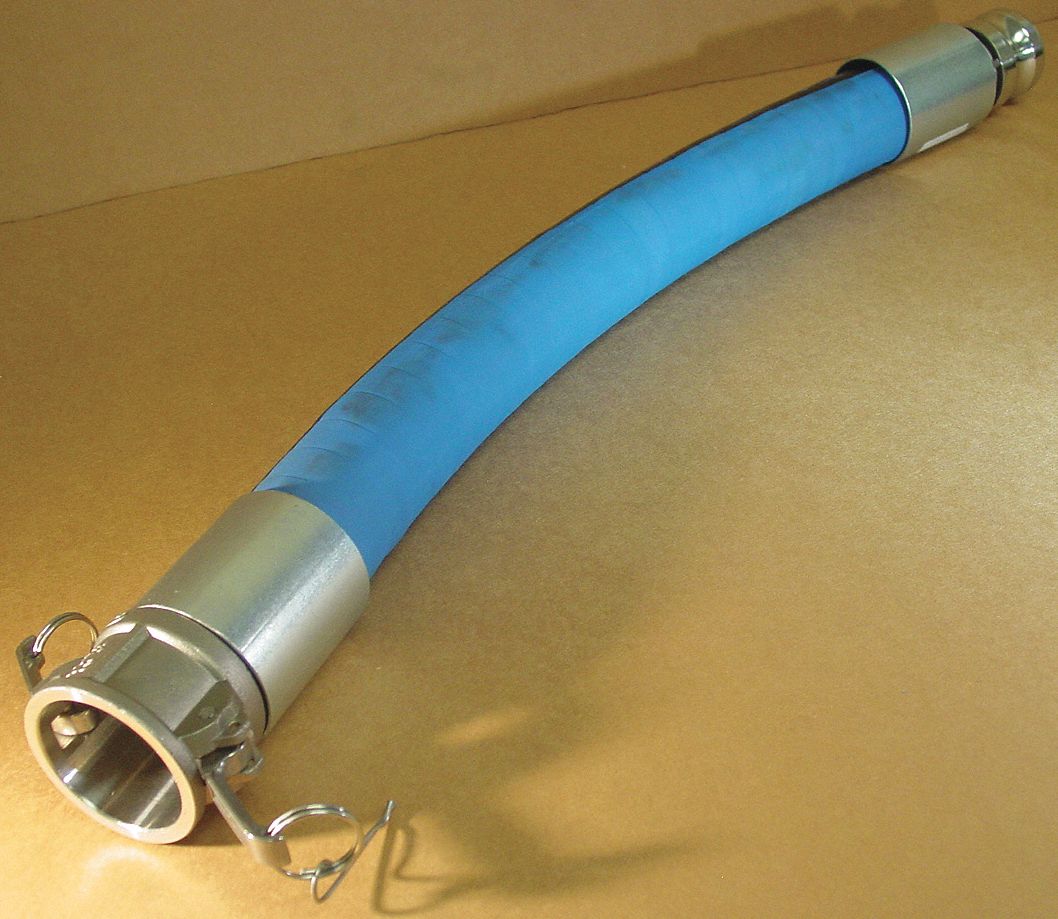 Water Suction and Discharge Hose: 2 in Hose Inside Dia., 200 psi, Blue, 2 in x 2 in Fitting Size