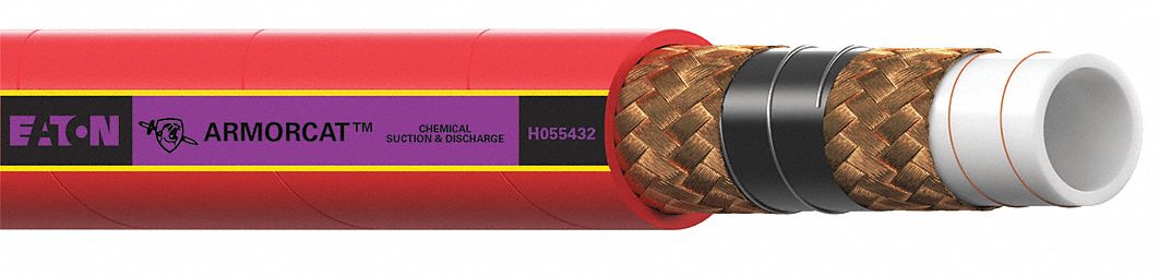 Chemical Hose: 1 1/2 in Hose Inside Dia., Red, 8 in Bend Radius, 150 ft Hose Lg