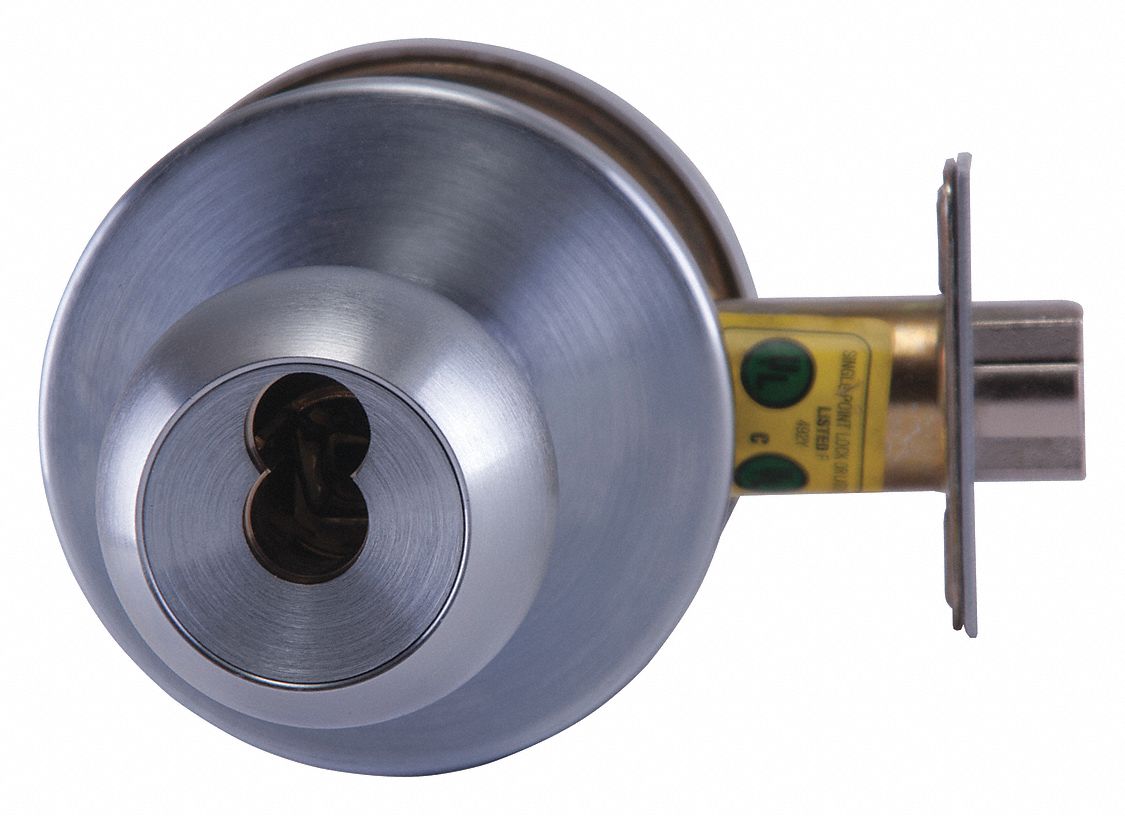 Deadbolt Lock: Cylindrical, Core Not Included, 1 3/4 in Door Thick - Max, Chrome