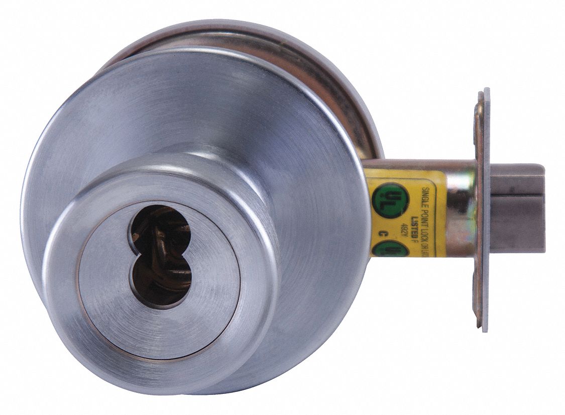Door Lockset: Office Knob Locksets, Chrome, Interchangeable Core