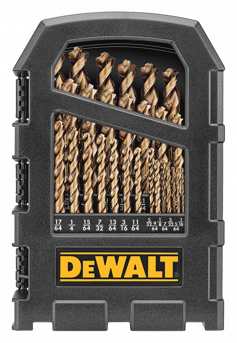 DEWALT Jobber Length Drill Set 1/16 in Smallest Drill Bit Size, 1/2 in
