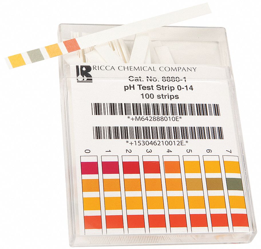 RICCA CHEMICAL pH Test Strips 100 PK Range 0 to 14 pH 45D963R8880000Each Grainger