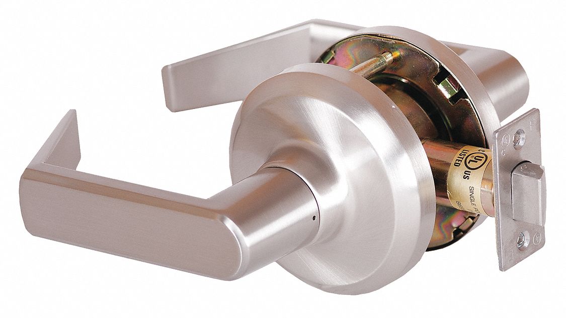 STANLEY Lever Lockset 1, QCL130 Sierra, Satin Nickel, Lock is Keyless