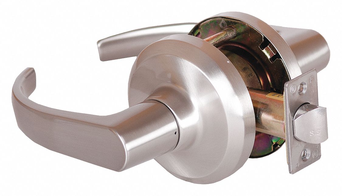 Door Lockset: Passage Lever Locksets, Nickel, ADA Compliant, SFIC