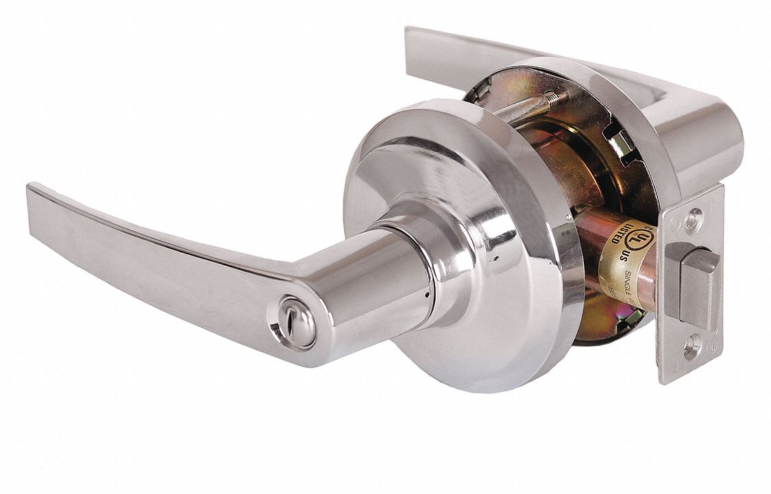 STANLEY Lever Lockset, Mechanical, Heavy Duty, Lock is Keyless, Bright