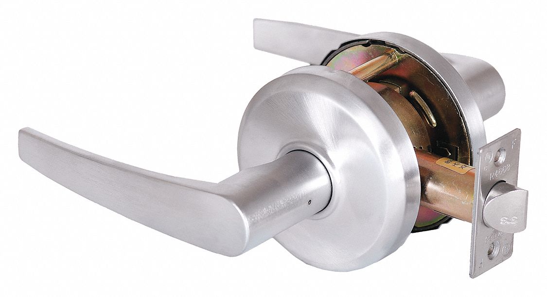 Door Lockset: Passage Lever Locksets, Chrome, ADA Compliant, SFIC