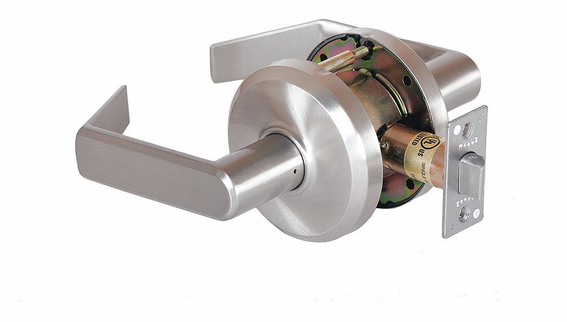 Door Lockset: Passage Lever Locksets, Nickel, ADA Compliant, SFIC