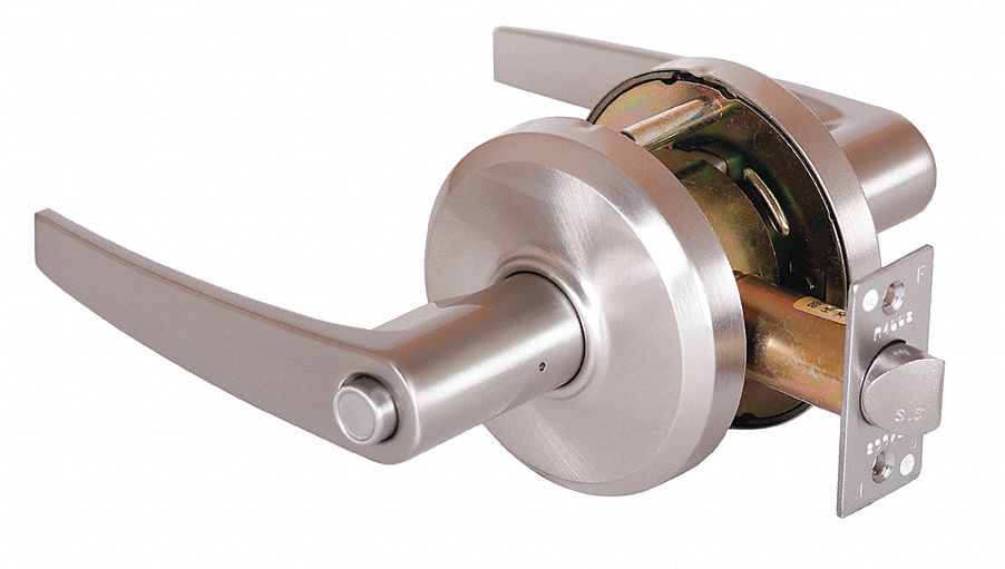 Door Lockset: Privacy Lever Locksets, Nickel, ADA Compliant, SFIC