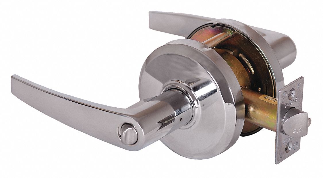 Door Lockset: Office Lever Locksets, Chrome, ADA Compliant, SFIC