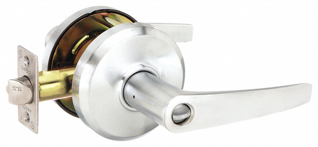 Door Lockset: Office Lever Locksets, Chrome, ADA Compliant, SFIC