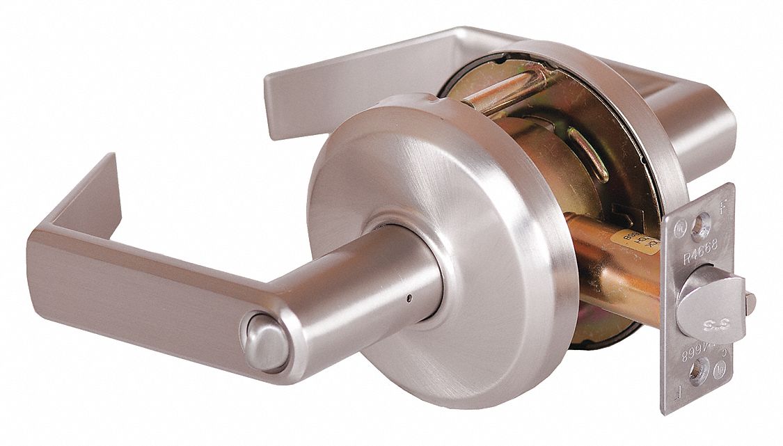 Door Lockset: Classroom Lever Locksets, Nickel, ADA Compliant, SFIC