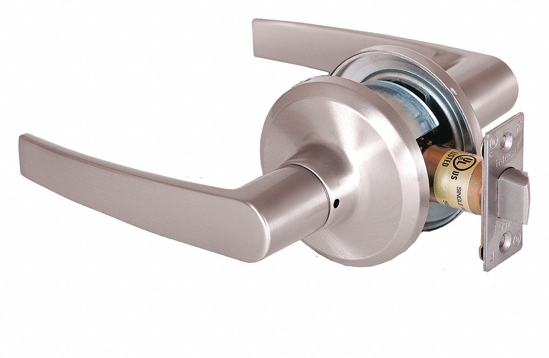 Door Lockset: Passage Lever Locksets, Nickel, ADA Compliant, SFIC