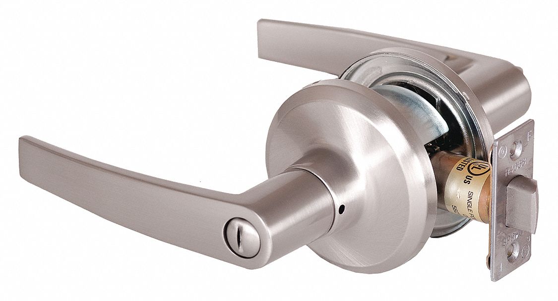 Door Lockset: Privacy Lever Locksets, Nickel, ADA Compliant, SFIC
